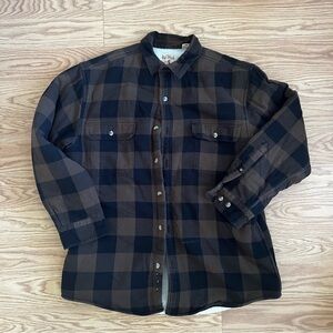 RedHead Black and Brown Plaid Fleece Lined Button up Flannel Men’s size L